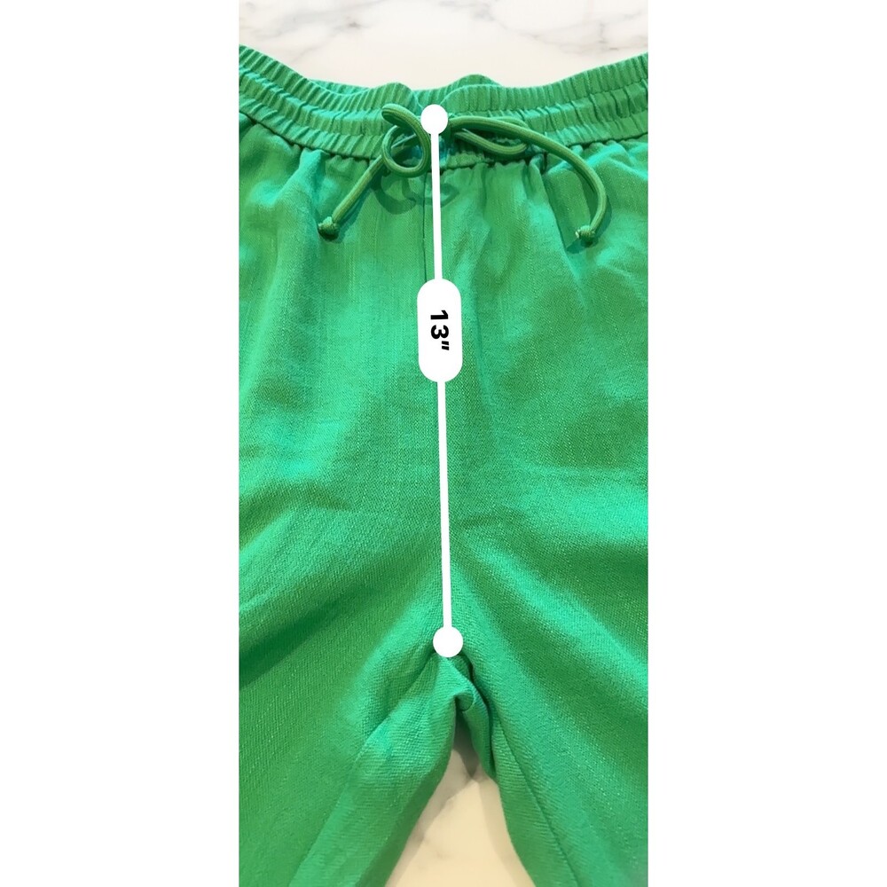 Halara Wide Leg Palazzo Pants L Tall Kelly Green Drawstring NWT "Linen-Feel" - Picture 9 of 11